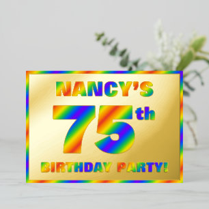 Invitation En Aluminium Fête d'anniversaire 75 ans — « 75 » spectre arc-en