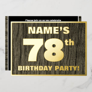 Invitation En Aluminium Fête d'anniversaire 78 ans : Motif gras à grain de