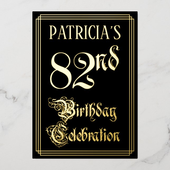 Invitation En Aluminium Fête d'anniversaire 82 ans — Écriture fantaisie et (Recto)