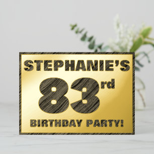 Invitation En Aluminium Fête d'anniversaire 83 ans — Texte à grain de bois