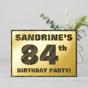 Invitation En Aluminium Fête d'anniversaire 84 ans — Texte à grain de bois