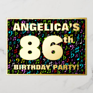 Invitation En Aluminium Fête d'anniversaire 86 ans — Symboles musicaux col