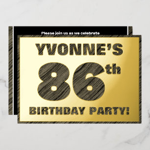Invitation En Aluminium Fête d'anniversaire 86 ans — Texte à grain de bois
