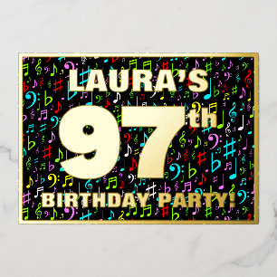 Invitation En Aluminium Fête d'anniversaire 97 ans — Symboles musicaux col