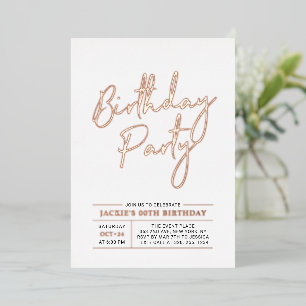 Invitation En Aluminium Fête d'anniversaire adulte avec écriture moderne b