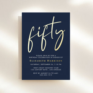 Invitation En Aluminium Fête d'anniversaire Chic Script 50 ans