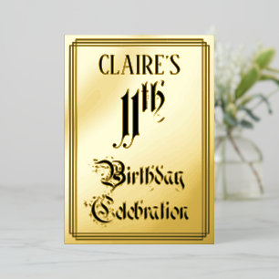 Invitation En Aluminium Fête d'anniversaire de 11 ans — Écriture élégante 