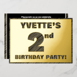Invitation En Aluminium Fête d'anniversaire de 2 ans — Texte gras à motif