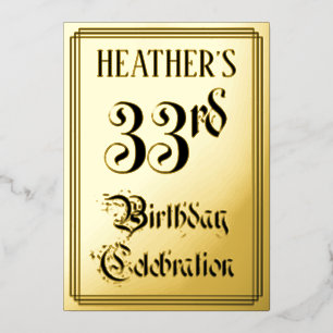 Invitation En Aluminium Fête d'anniversaire de 33 ans — Écriture élégante