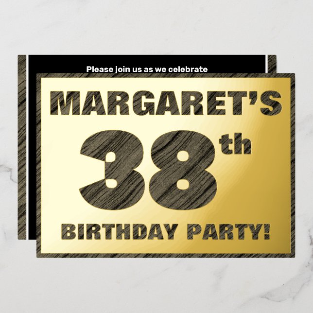 Invitation En Aluminium Fête d'anniversaire de 38 ans — Texte à grain de b (Recto/Verso)