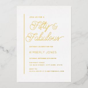 Invitation En Aluminium Fête d'anniversaire de 50 ans Fifty and Fabulous a
