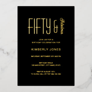 Invitation En Aluminium Fête d'anniversaire de 50 ans Fifty and Fabulous a