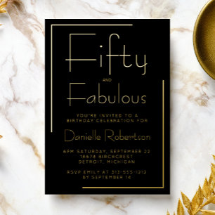 Invitation En Aluminium Fête d'anniversaire de 50 ans Fifty and Fabulous a