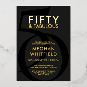 Invitation En Aluminium Fête d'anniversaire de 50 ans Fifty and Fabulous a