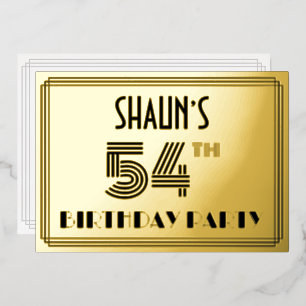 Invitation En Aluminium Fête d'anniversaire de 54 ans — Style Art déco « 5