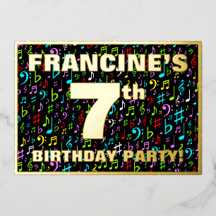 Invitation En Aluminium Fête d'anniversaire de 7 ans — Symboles musicaux c