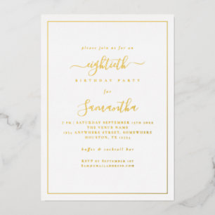Invitation En Aluminium Fête d'anniversaire de 80 ans Elegant Script Borde