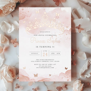 Invitation En Aluminium Fête d'anniversaire de filles Princesse Rose Gold