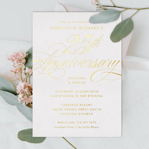 Invitation En Aluminium Fête d'anniversaire de mariage 25 ans Calligraphie