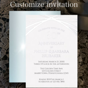 Invitation En Aluminium Fête d'anniversaire de mariage de 60 ans Elegant D