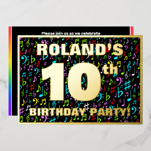 Invitation En Aluminium Fête d'anniversaire des 10 ans — Symboles musicaux