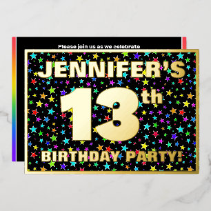 Invitation En Aluminium Fête d'anniversaire des 13 ans — Motif d'étoiles c
