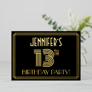 Invitation En Aluminium Fête d'anniversaire des 13 ans — Style Art Déco “1