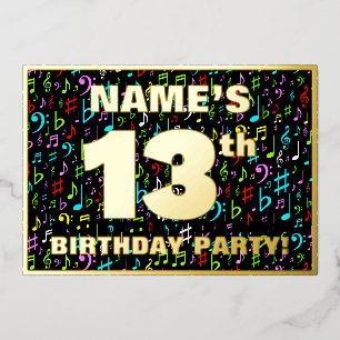 Invitation En Aluminium Fête d'anniversaire des 13 ans — Symboles musicaux