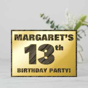 Invitation En Aluminium Fête d'anniversaire des 13 ans — Texte à grain de