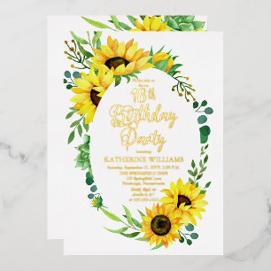 Invitation En Aluminium Fête d'anniversaire des 18 ans Tournesol Composi