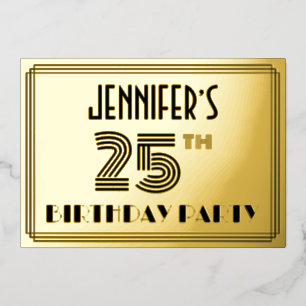 Invitation En Aluminium Fête d'anniversaire des 25 ans — Style Art déco “2