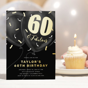 Invitation En Aluminium Fête d'anniversaire des 60 ans de Black Gold
