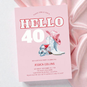 Invitation En Aluminium Fête d'anniversaire disco Cowgirl occidentale rose