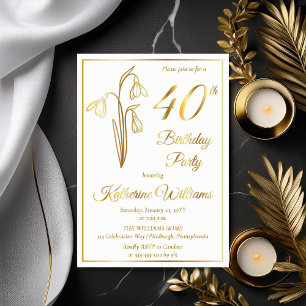 Invitation En Aluminium Fête d'anniversaire élégante de 40 ans avec perce-