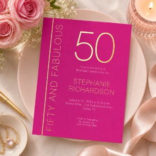 Invitation En Aluminium Fête d'anniversaire Fifty and Fabulous 50 ans avec