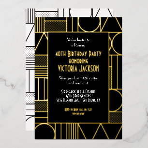 Invitation En Aluminium Fête d'anniversaire Gatsby des Années Folles Déco