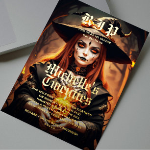 Invitation En Aluminium Fête d'anniversaire Halloween adulte Sorcière goth