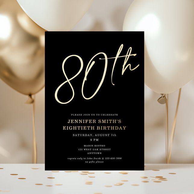 Invitation En Aluminium Fête d'anniversaire moderne chic script quatre-vin (Créateur téléchargé)