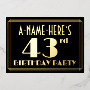 Invitation En Aluminium Fête d'anniversaire pour les 43 ans : Thème Art dé