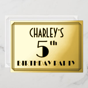 Invitation En Aluminium Fête d'anniversaire pour les 5 ans — Décor Art déc
