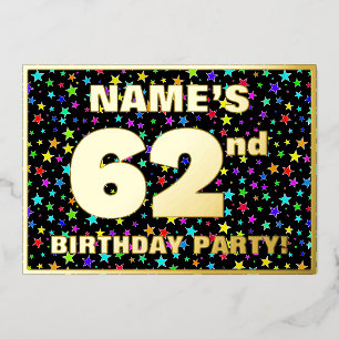 Invitation En Aluminium Fête d'anniversaire pour les 62 ans — motif d'étoi