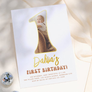 Invitation En Aluminium Fête d'anniversaire Shiny Groovy One Boho 70s Phot