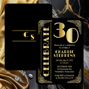 Invitation En Aluminium Fête de 30 ans de luxe Art Déco élégante