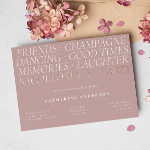 Invitation En Aluminium Fête de Bachelorette avec des Mots Amusants Rose P