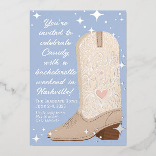 Invitation En Aluminium Fête de Bachelorette Blue Nash Bash Cowgirl Boot