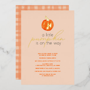 Invitation En Aluminium Fête de bébé automne genre neutre Petite Citrouill