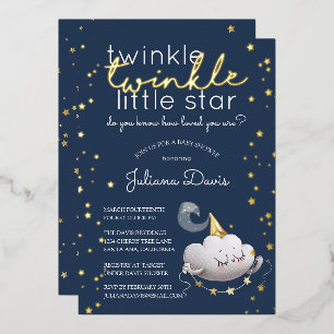 Invitation En Aluminium Fête de Bébé Brille Brille Petite Étoile