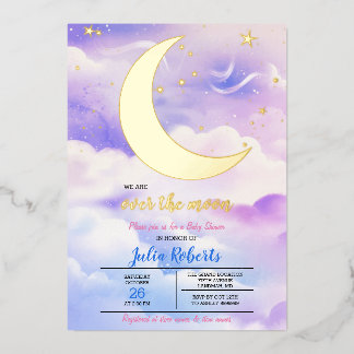 Invitation En Aluminium Fête de Bébé Lune