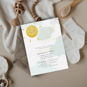 Invitation En Aluminium Fête de bébé Nuages Rayon de Soleil Thèmes Unisexe