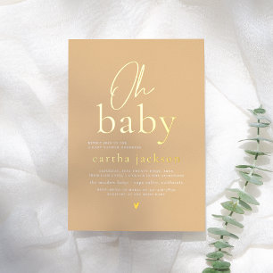 Invitation En Aluminium Fête de bébé Oh Baby Groovy Jaune Floral Brillante